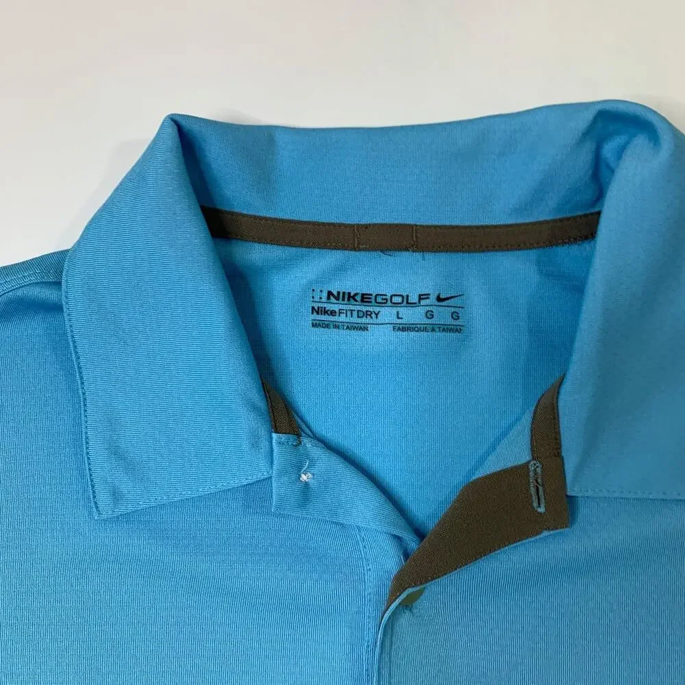 Vintage Nike Golf Shirt Men Large Water Blue Fit Dry Performance Polo Colorblock